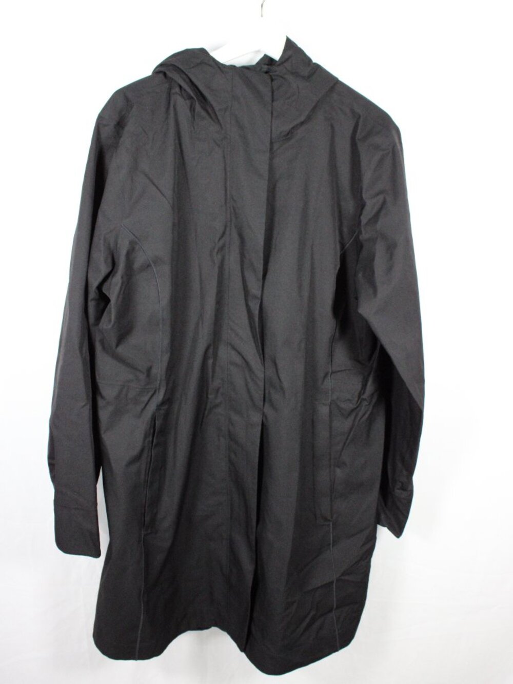 Athleta Hooded Raincoat Parka Coat Jacket Size Large Zip Pockets Cinch Waist